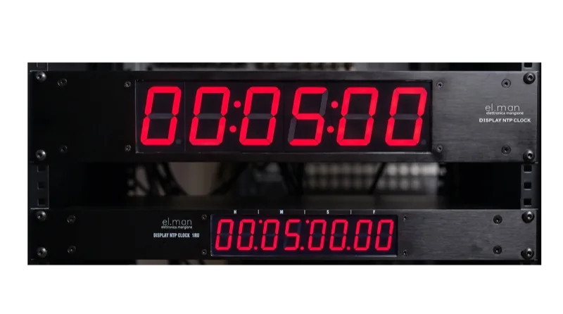 El-man NTP digital clocks in 1U and 2U rack format for TV studios