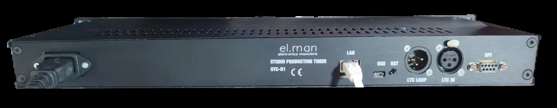 Studio Production Timer, rear panel with connectors